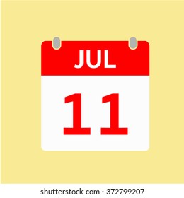 Red Calendar icon - Jul 11