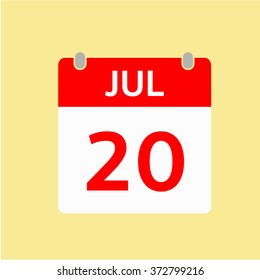 Red Calendar icon - Jul 20