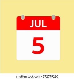Red Calendar icon - Jul 5