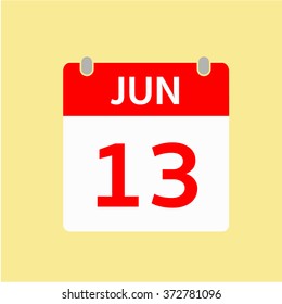 Red Calendar icon - Jun 13