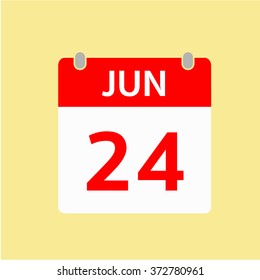 Red Calendar icon - Jun 24