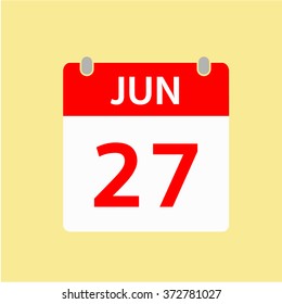 Red Calendar icon - Jun 27