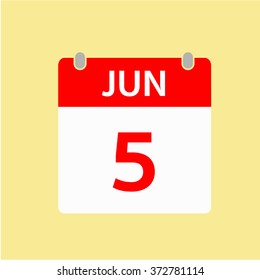Red Calendar icon - Jun 5