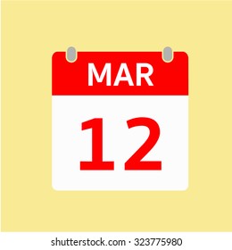 Red Calendar icon - Mar 12