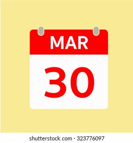 Red Calendar icon - Mar 30