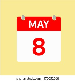 Red Calendar icon - May 8