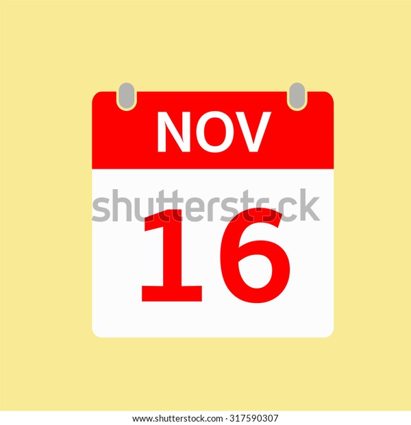 Red Calendar Icon Nov 16 Stock Vector Royalty Free 317590307