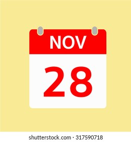Red Calendar icon - Nov 28