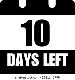 Um ícone de calendário vermelho com o número 10 e o texto "DIAS RESTANTES". 
O ícone de calendário é vermelho com bordas brancas e uma dobradiça branca. 
O número "10" é grande, negrito e vermelho.


