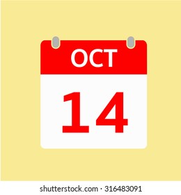 Red Calendar icon - Oct 14