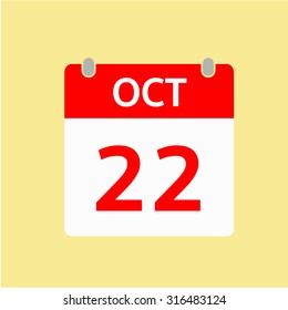 Red Calendar icon - Oct 22