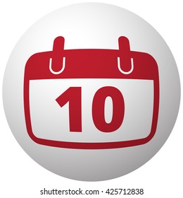 Red Calendar icon on white ball