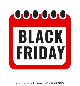 Red calendar with text - black Friday. Hand drawn vector illustration on white background.