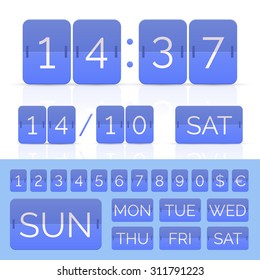 Red calendar with timer and scoreboard numbers. Vector EPS10 illustration