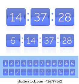 Red calendar with timer and scoreboard numbers. Vector EPS10 illustration