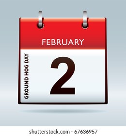 Red calendar top icon with ground hog day on february 2nd