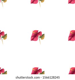 Red Calla. Vector illustration. Seamless background pattern. Floral botanical flower. Wild leaf wildflower isolated. Exotic tropical hawaiian jungle. Fabric wallpaper print texture.