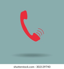 Red Calling Icon - vector button