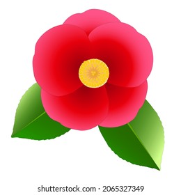 Flores camelianas rojas y hojas de camellia