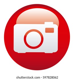 red camera emblem icon, vector illustraction design image