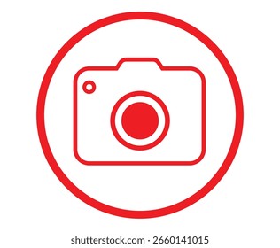 Red Camera Icon Clipart,  Minimal Photography Symbol Vector Illustrator.