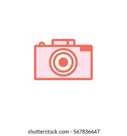 Red camera icon. Vector illustration. 