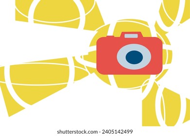 Red camera on a yellow sunny background