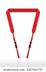 Red Camera Strap Template On White Background, Vector File