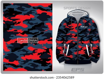 red camouflage military pattern design, illustration, textile background for sports t-shirt, football jersey shirt mockup for football club. consistent front view