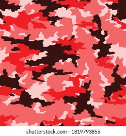 
Red camouflage vector pattern modern pattern white spots seamless background.