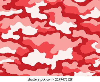 Red camouflage vector pattern, trendy modern urban print, texture for textile.