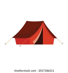 Red camping travel tent. flat design vector illustration isolated on white background. graphic design.
