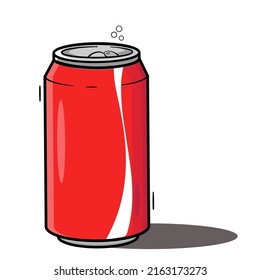 red can with babbles on white background