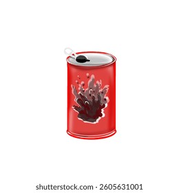 a red can of carbonated drink without background
