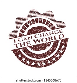Red I Can Change the World with rubber seal texture