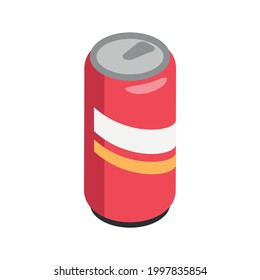 Red can with sweet drink isometric icon on white background vector illustration