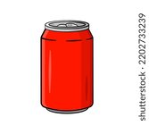 Red can. Vector illustration. Cartoon