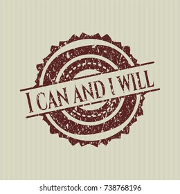 Red I can and i will distress rubber stamp