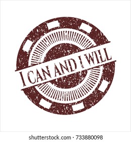 Red I can and i will grunge style stamp