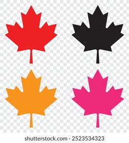 Red canada maple leaf icon image vector. maple leaf logo vector icon isolated on transparent background. EPS 10.