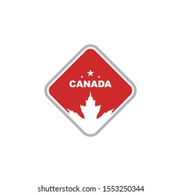 red canada maple leaf in square vector logo design template