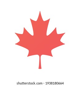 Red Canadian Autumn Maple Leaf Isolated Flat Vector Silhouette Icon