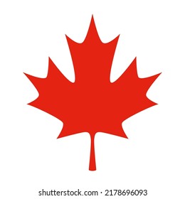 Red Canadian autumn maple leaf isolated flat vector silhouette icon	
