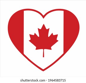 red canadian flag emblem with love frame