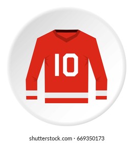 Red Canadian hockey jersey icon. Flat illustration of red hockey jersey isolated on white background