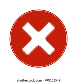 Red cancel icon. No, delete, X icon. Flat design. Vector.