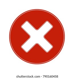 Red cancel icon. No, delete, X icon. Flat design. Vector.