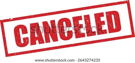 Red Canceled Rubber Stamp in Grunge Vector in Sharp Border, Transparent Background