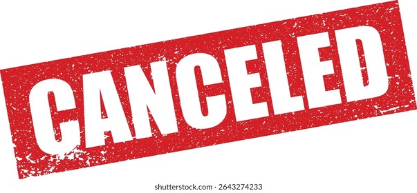 Red Canceled Rubber Stamp in Reverse Grunge Vector in Sharp Border, Transparent Background