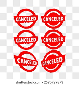 red canceled text stamp vector set